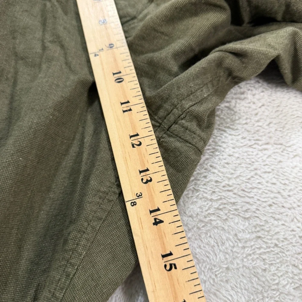 Abercrombie & Fitch Mens Medium Loose Olive Green Cotton Linen Blend Pants EUC